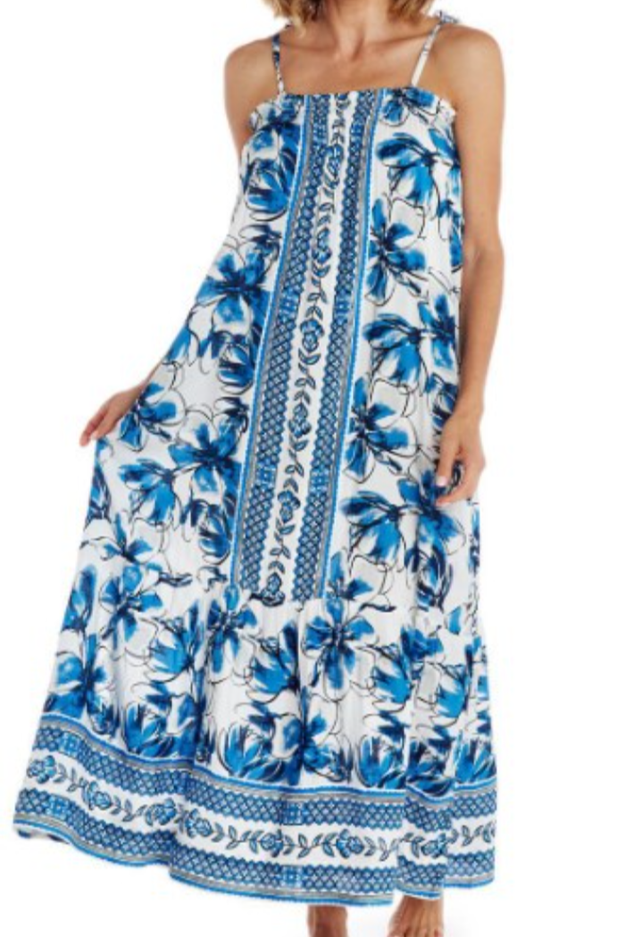 Blue Gardens Blue and White Maxi Dress – soapandwaternewport