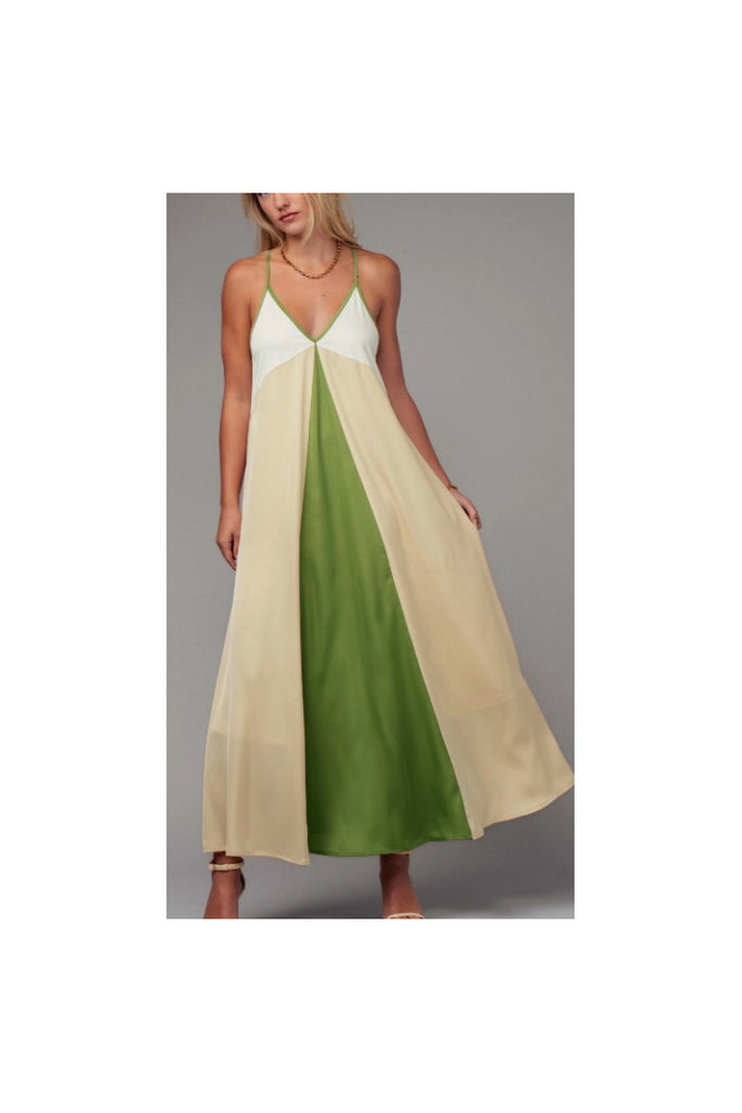 Colorblock Satin Empire Dress soapandwaternewport Colorblock Satin Empire Dress soapandwaternewport